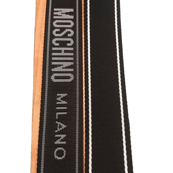 Moschino Logo Box Frame Buckle Webbing Belt Logo Tape Mens New - Picture 6 of 10